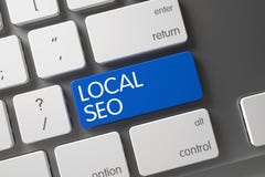 Azul SEO Button local no teclado 3d ilustração stock Azul SEO Button local no teclado 3d ilustração stock