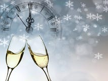 Año Nuevo en la medianoche - viejas luces del reloj y del día de fiesta Foto de archivo libre de regalías
