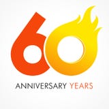 60 años que celebran el logotipo ardiente stock de ilustración 60 años que celebran el logotipo ardiente stock de ilustración