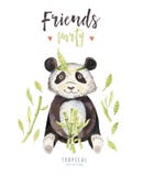 Baby animals nursery isolated illustration for children. Watercolor boho tropical drawing, child cute tropic punda. Baby royalty free stock photo Baby animals nursery isolated illustration for children. Watercolor boho tropical drawing, child cute tropic punda. Baby royalty free stock photo