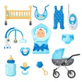 Baby boy design elements vector collection on white Stock Image Baby boy design elements vector collection on white Stock Image
