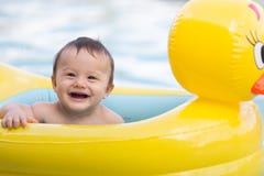 Baby Boy In Swimming Pool Stock Image
