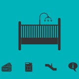 Baby crib icon flat stock illustration Baby crib icon flat stock illustration