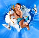 Baby cupid met engelenvleugels stock foto Baby cupid met engelenvleugels stock foto