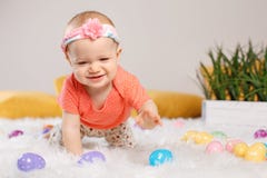 Baby girl celebrating Easter holiday Stock Photography Baby girl celebrating Easter holiday Stock Photography