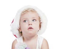 Baby Girl In A Red New Year Cap Stock Images Baby Girl In A Red New Year Cap Stock Images