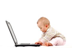 Baby Having Fun With Laptop 13 Royalty Free Stock Image
