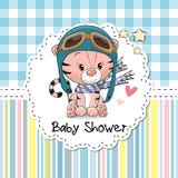 Baby showerhälsningkort stock illustrationer Baby showerhälsningkort stock illustrationer