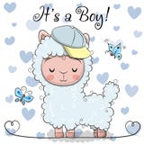 Baby showerhälsningkort med den gulliga Alpacapojken royaltyfri illustrationer Baby showerhälsningkort med den gulliga Alpacapojken royaltyfri illustrationer