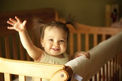 Baby Standing Up In Crib Stock Image Baby Standing Up In Crib Stock Image