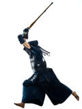 Bacg женщины бойцов боевых искусств Kendo изолированное силуэтом белое стоковое изображение rf Bacg женщины бойцов боевых искусств Kendo изолированное силуэтом белое стоковое изображение rf