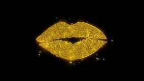Bacimi labbra scritte con i fuochi d'artificio dorati delle scintille delle particelle illustrazione vettoriale Bacimi labbra scritte con i fuochi d'artificio dorati delle scintille delle particelle illustrazione vettoriale
