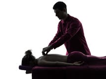 Back massage therapy silhouette stock images Back massage therapy silhouette stock images