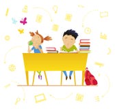 Back to school. Cute schoolchildren at a lesson of geography, literature, physical education, biology, botany, chemistry royalty free illustration Back to school. Cute schoolchildren at a lesson of geography, literature, physical education, biology, botany, chemistry royalty free illustration
