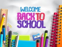 Back to school vector background design with school elements, colorful education supplies Royalty Free Stock Image Back to school vector background design with school elements, colorful education supplies Royalty Free Stock Image