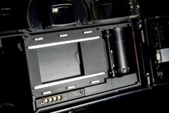 SLR camera body opened back lid to film position royalty free stock photography SLR camera body opened back lid to film position royalty free stock photography
