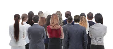 Back View Group Of Business People. Rear View. Isolated Over White Background. Stock Photo