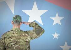 Back view of a soldier in front of american flag stock photography Back view of a soldier in front of american flag stock photography