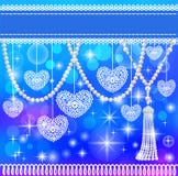 Background card with hearts lace and pearls stock illustration Background card with hearts lace and pearls stock illustration