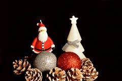 Christmas greeting card. Christmas decorations, balls and Santa Claus. stock images Christmas greeting card. Christmas decorations, balls and Santa Claus. stock images