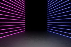 Background of an empty black corridor with neon light. Abstract background with lines and glow. 3d rendering. stock image Background of an empty black corridor with neon light. Abstract background with lines and glow. 3d rendering. stock image