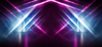 Background of an empty room at night with smoke and neon light. Dark abstract background. royalty free illustration Background of an empty room at night with smoke and neon light. Dark abstract background. royalty free illustration