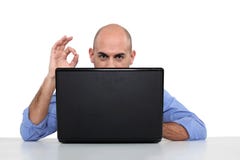 Bad man with laptop stock photo Bad man with laptop stock photo