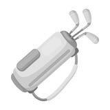A bag with golf clubs.Golf club single icon in monochrome style vector symbol stock illustration web. stock illustration A bag with golf clubs.Golf club single icon in monochrome style vector symbol stock illustration web. stock illustration