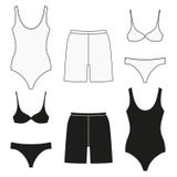 Bagno dei vestiti per le donne e gli uomini Metta delle icone isolate piane illustrazione di stock Bagno dei vestiti per le donne e gli uomini Metta delle icone isolate piane illustrazione di stock