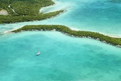 Bahamas From The Sky, With A Yacht Royalty Free Stock Photo