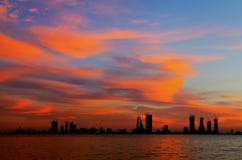 Bahrain skyline with beautiful sky during sunset Stock Photos Bahrain skyline with beautiful sky during sunset Stock Photos
