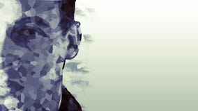 Baixo retrato poli de um homem Conceito futurista Cybernetic para seu projeto ilustração stock Baixo retrato poli de um homem Conceito futurista Cybernetic para seu projeto ilustração stock