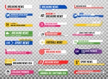 Baje la tercera plantilla Sistema de banderas y de barras de la TV para los canales de las noticias y del deporte, fluyendo y dif stock de ilustración Baje la tercera plantilla Sistema de banderas y de barras de la TV para los canales de las noticias y del deporte, fluyendo y dif stock de ilustración