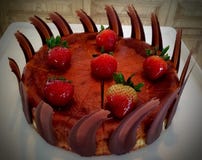 Baked cheese cake with strawberries royalty free stock photography Baked cheese cake with strawberries royalty free stock photography