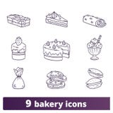 Bakery And Pastry Thin Line Hand Drawn Icons royalty free illustration Bakery And Pastry Thin Line Hand Drawn Icons royalty free illustration
