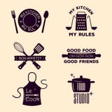 Bakery shop badges and cooking labels design classic kitchen elements set vector illustration. stock illustration Bakery shop badges and cooking labels design classic kitchen elements set vector illustration. stock illustration