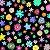 Bakgrund med colorfull blommar på svart Royaltyfria Bilder Bakgrund med colorfull blommar på svart Royaltyfria Bilder