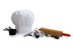 Baking utensils with a chef's hat