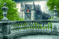 Balcone gotico di fantasia royalty illustrazione gratis Balcone gotico di fantasia royalty illustrazione gratis