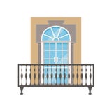 Balcony with wrought iron railing, classical house facade vector Illustration on a white background Stock Photography Balcony with wrought iron railing, classical house facade vector Illustration on a white background Stock Photography