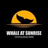 Baleia no molde do projeto do logotipo do nascer do sol como uma fonte de inspiração ilustração do vetor Baleia no molde do projeto do logotipo do nascer do sol como uma fonte de inspiração ilustração do vetor