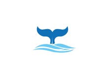 Balena che si tuffa in profondità nel mare e nella coda di manifestazione su per la progettazione di logo royalty illustrazione gratis Balena che si tuffa in profondità nel mare e nella coda di manifestazione su per la progettazione di logo royalty illustrazione gratis