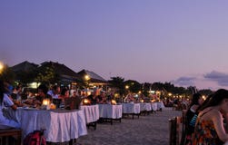 Dinner in the evening on the beach royalty free stock images Dinner in the evening on the beach royalty free stock images