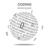 Ball des binär Code, Schwarzweiss lizenzfreie abbildung Ball des binär Code, Schwarzweiss lizenzfreie abbildung