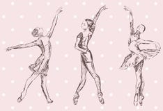 Ballerina isolated sketch silhouette on pink background stock illustration Ballerina isolated sketch silhouette on pink background stock illustration