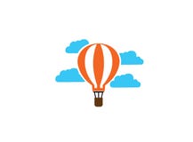 Ballon de vol de dirigeable en nuages pour le logo illustration de vecteur Ballon de vol de dirigeable en nuages pour le logo illustration de vecteur