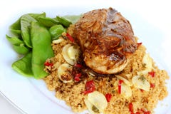 Balsamic Chicken and Garlic Cous Cous stock images Balsamic Chicken and Garlic Cous Cous stock images