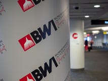 Baltimore Washington International Thurgood Marshall Airport BWI airport logo on column stock image Baltimore Washington International Thurgood Marshall Airport BWI airport logo on column stock image
