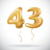 Balão metálico dourado do número quarenta e três do vetor 43 Balões dourados da decoração do partido Sinal do aniversário para o ilustração royalty free Balão metálico dourado do número quarenta e três do vetor 43 Balões dourados da decoração do partido Sinal do aniversário para o ilustração royalty free