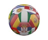 Balón de fútbol con las banderas aisladas en el fondo blanco, Nigeria en el centro, representación 3d stock de ilustración Balón de fútbol con las banderas aisladas en el fondo blanco, Nigeria en el centro, representación 3d stock de ilustración